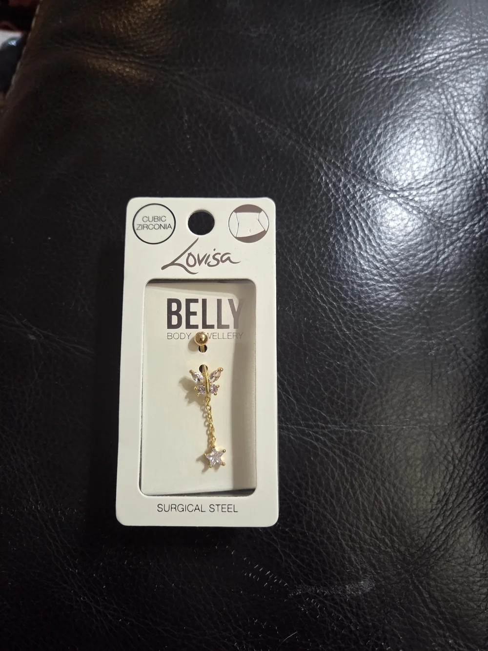 Lovisa Gold Butterfly & Star Belly Ring with Clear Stones